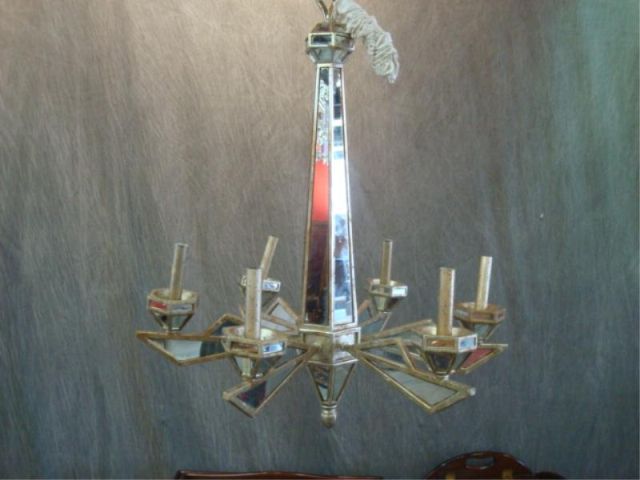 Appraisal: Midcentury Mirrored Chandelier Dimensions wide x high Estimate -