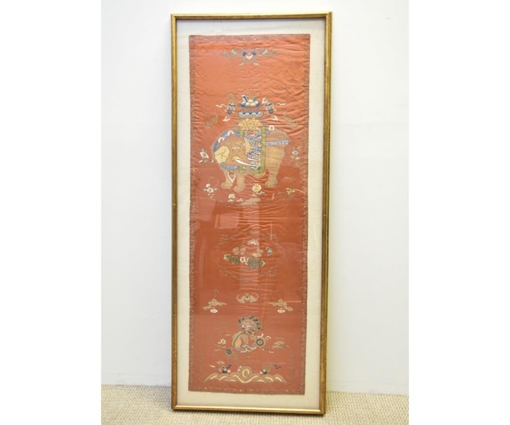 Appraisal: Framed Chinese figural silkwork probably th c x sight size