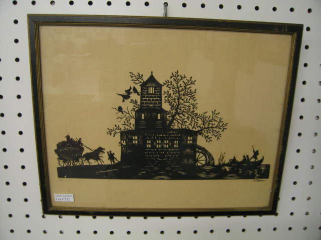 Appraisal: French Silhoutte mill scene signed and dated Paris x