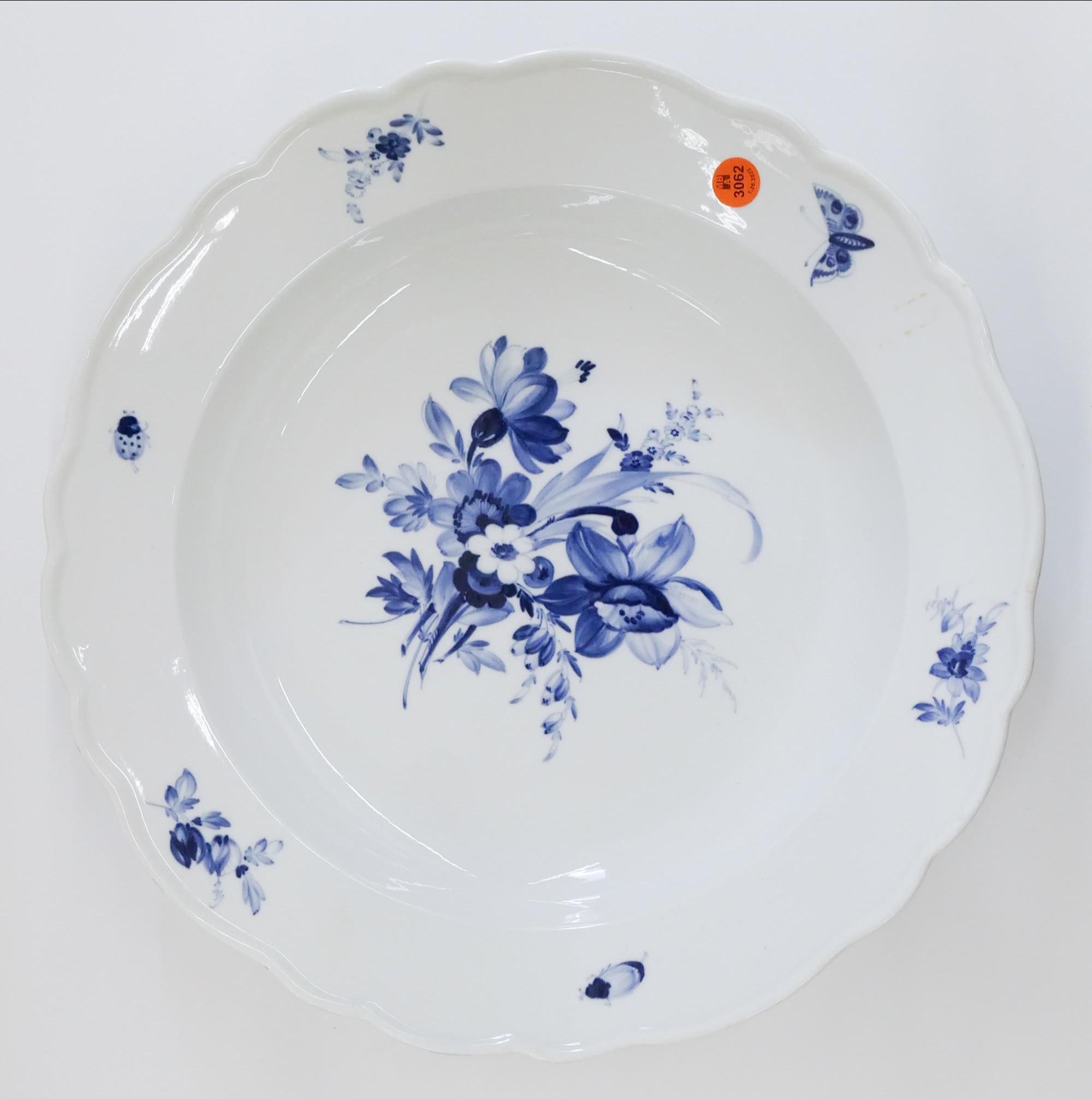 Appraisal: Meissen Blue Flowers and Insects Porcelain Large Serving Bowl Excellent