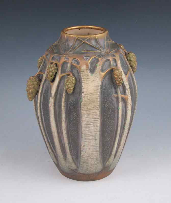 Appraisal: PAUL DASCHEL TEPLITZ AMPHORA VASE Stylized pine trees with applied