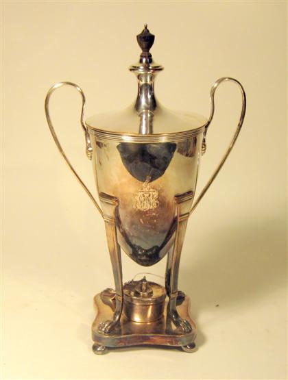 Appraisal: English Sheffield silver p late hot water urn th century