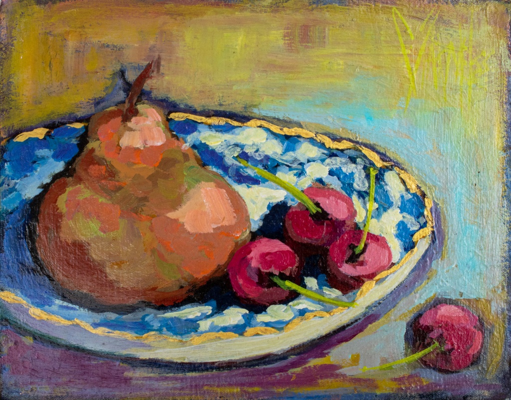 Appraisal: FRUITS IN BOWL STILL LIFE OIL ON CANVAS Still life