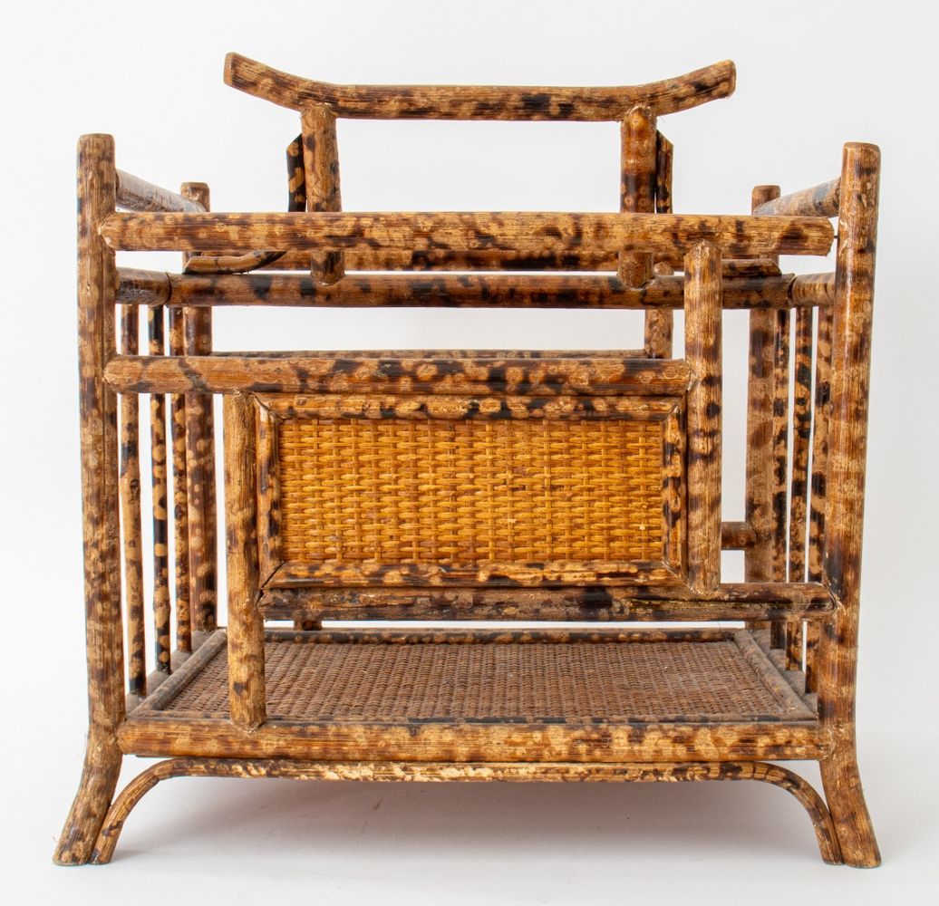 Appraisal: BAMBOO AND RATTAN CANTERBURY Bamboo and rattan canterbury or magazine