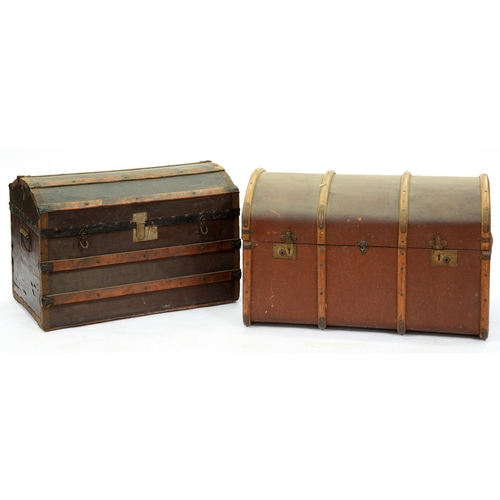 Appraisal: Two cabin trunks early th c of domed form More