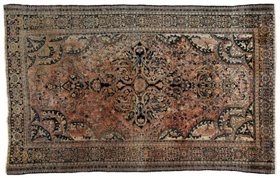 Appraisal: Ferahan Sarouk rug ornate central medallion on blue and light