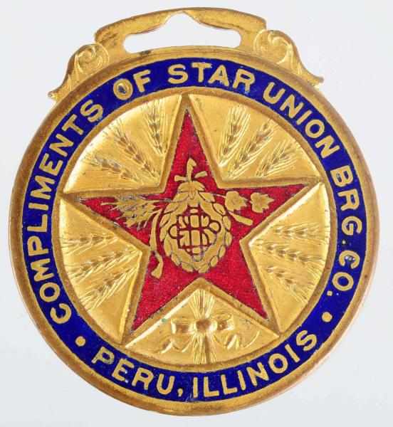 Appraisal: Star Union Brewing Company Fob Enameled and embossed fob with