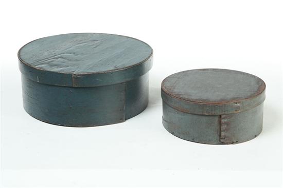 Appraisal: TWO PANTRY BOXES American nd half- th century Round bentwood