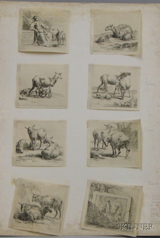 Appraisal: Eight Small Old Master Style Animal Prints mounted to cardstock