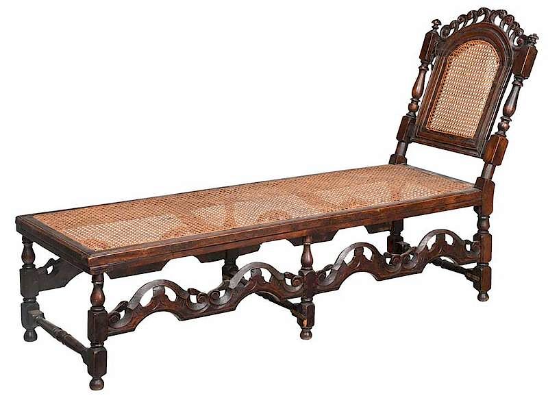 Appraisal: William and Mary Carved and Caned Day Bed British early