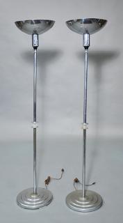 Appraisal: Unique pair of Mid-Century chrome torchiere type floor lamps Lucite