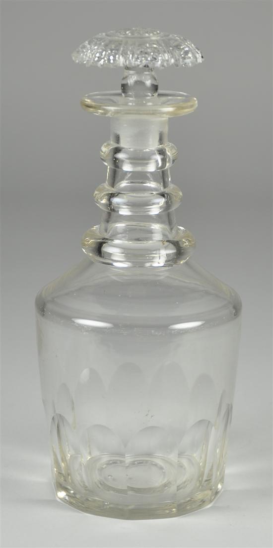 Appraisal: Flint Glass Bar Decanter Circa Three applied rings to neck