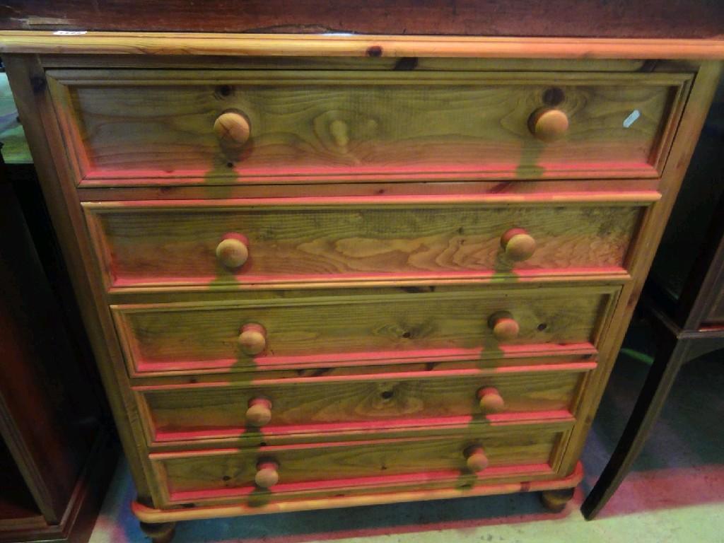 Appraisal: A Victorian style stripped pine chest fitted with an arrangement