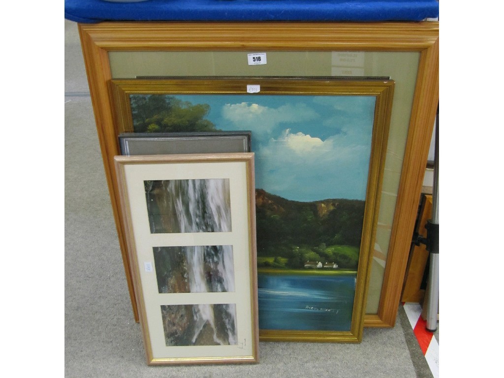 Appraisal: Lot comprising framed pictures to include a framed embroidery