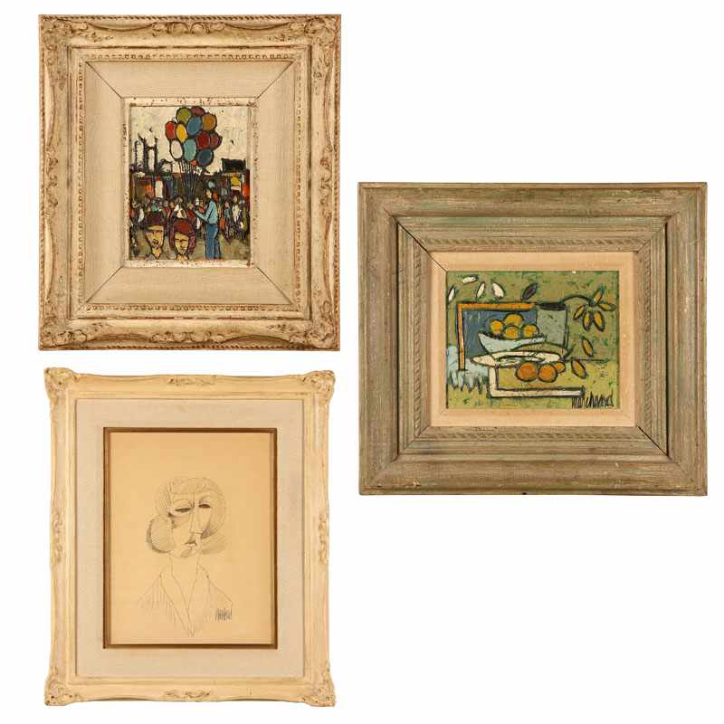 Appraisal: Phillipe Marchand fl - French Group of Three Works Figures