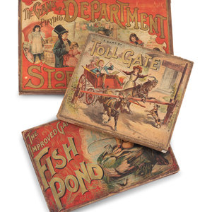 Appraisal: Three McLoughlin Bros Cased Games Comprising Tollgate Fish Pond The