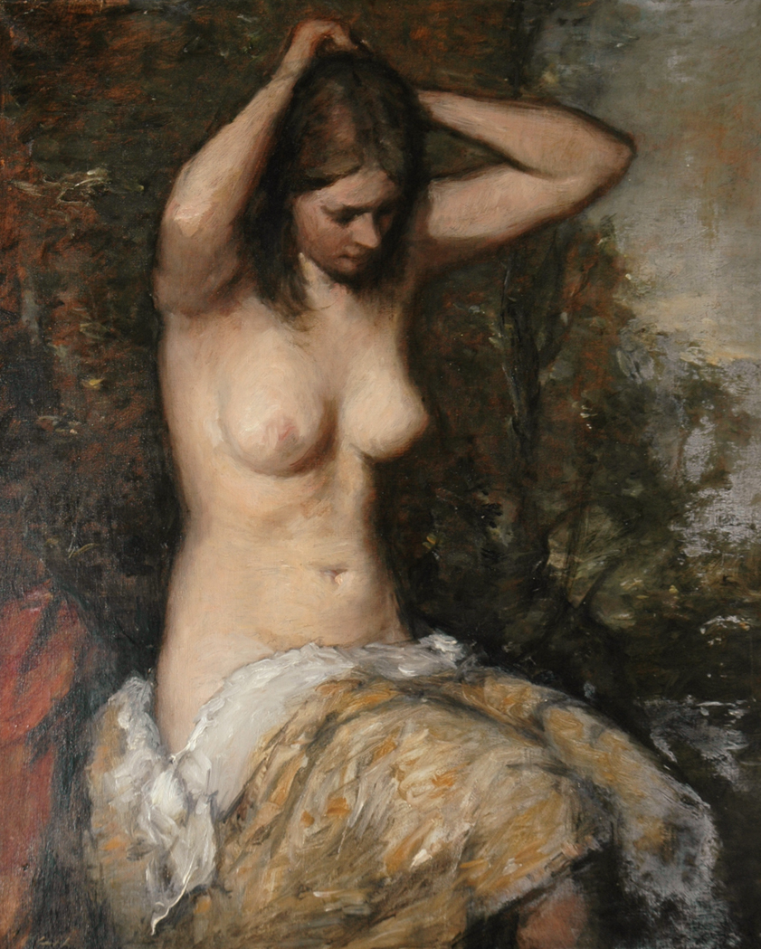 Appraisal: American School th Century Seated Female Nude Signed Clark ll