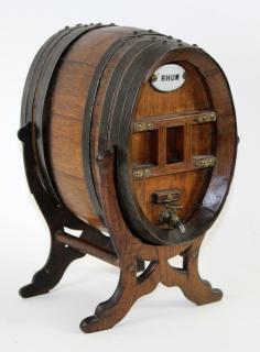 Appraisal: French mini rum barrel on stand French mini rum barrel