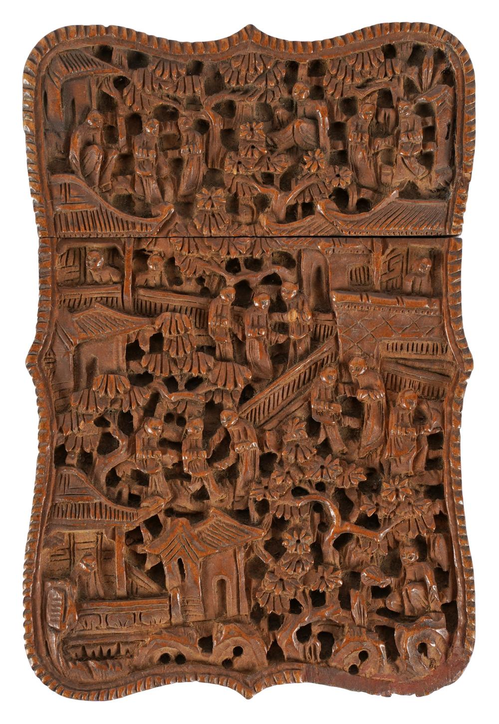 Appraisal: CHINESE CARVED SANDALWOOD CARD CASEProvenance The Kelton Collection the Estate