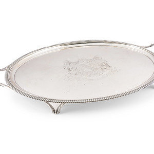 Appraisal: A George III Silver Armorial Handled Tray John Crouch London