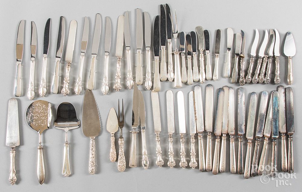 Appraisal: Sterling and plated silver handled knives Sterling and plated silver