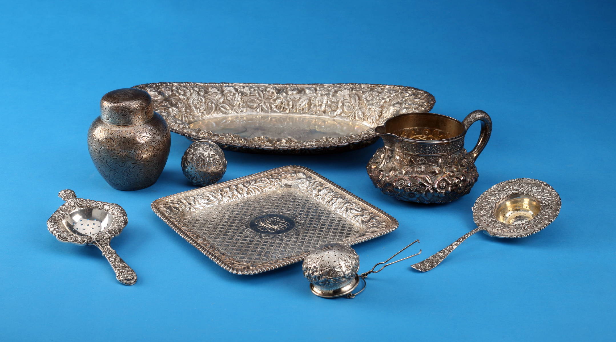 Appraisal: EIGHT AMERICAN SILVER REPOUSSE WARES VARIOUS MAKERS MID-LATE NINETEENTH CENTURY