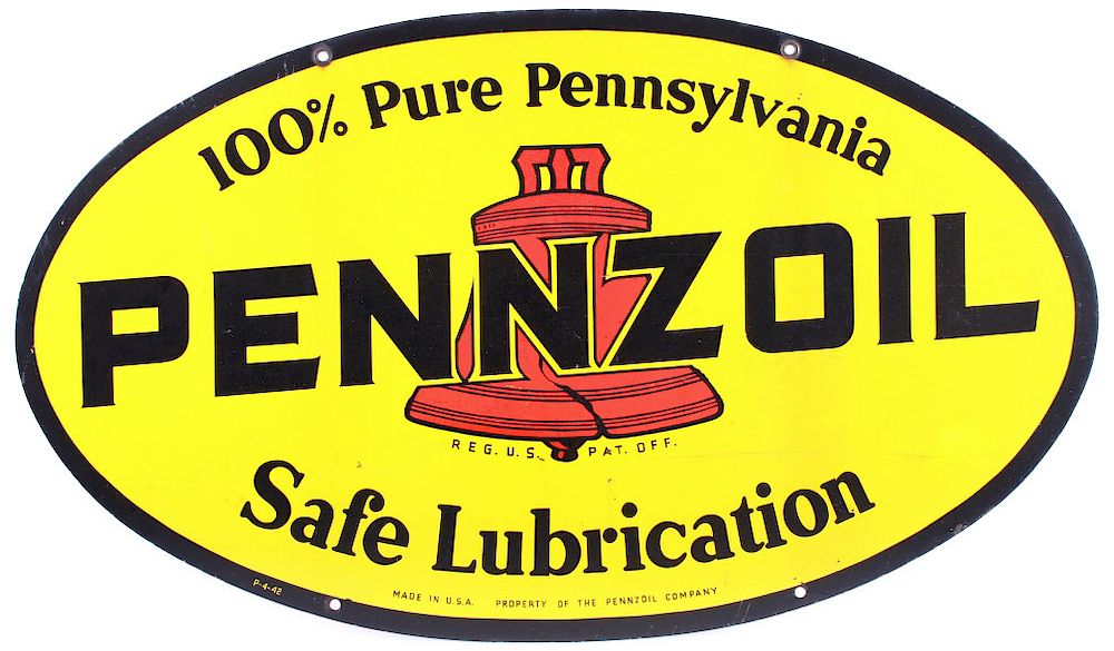 Appraisal: Pennzoil Double-Sided Advertising Sign c 's For auction in this