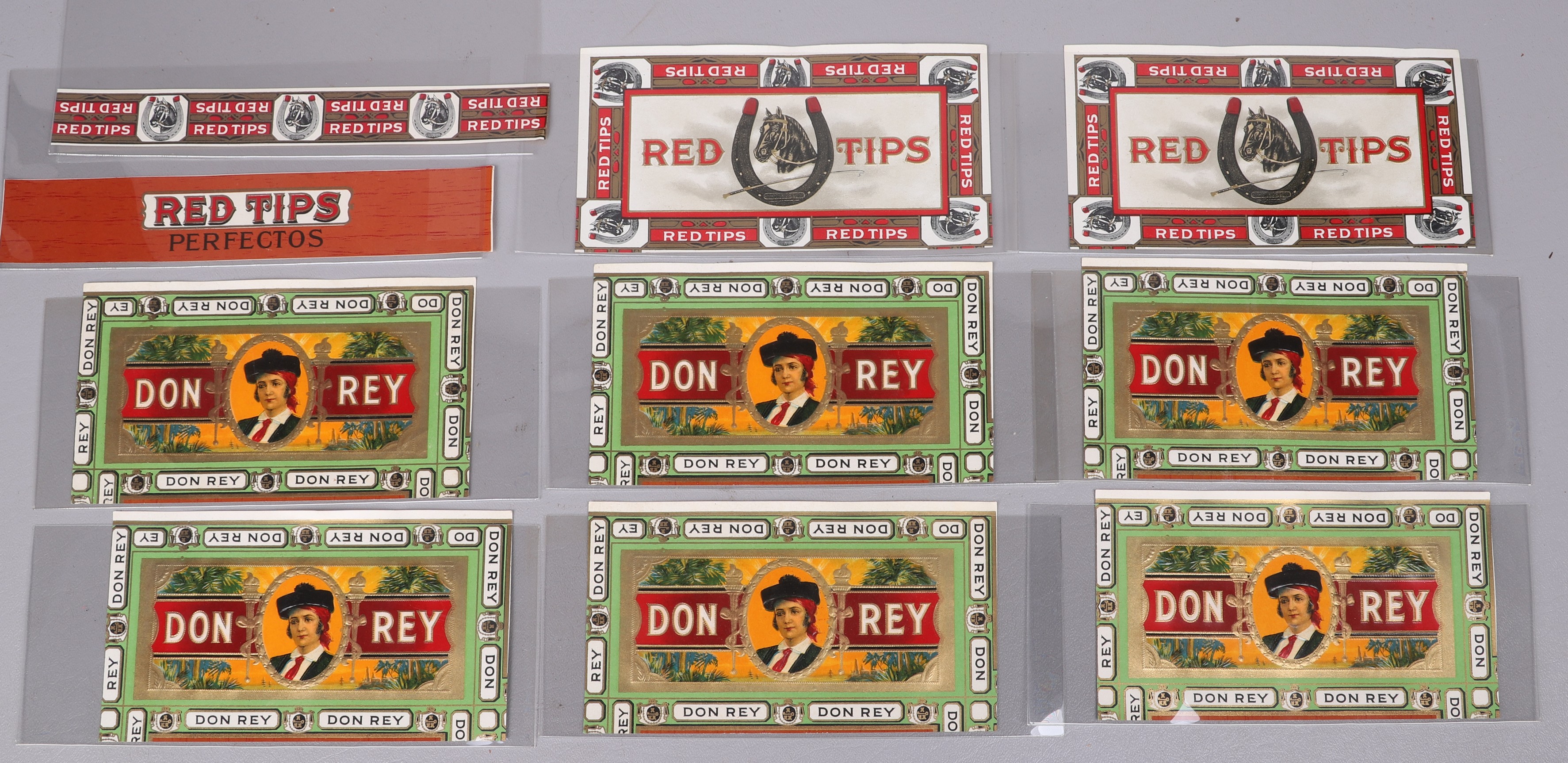 Appraisal: Don Rey Red Tips Cigar Box Labels gilt die cut