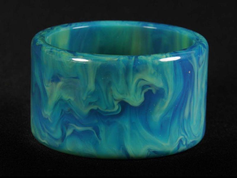 Appraisal: Bakelite Marbleized Blue Moon Bangle Bracelet Condition Excellent Size Dia