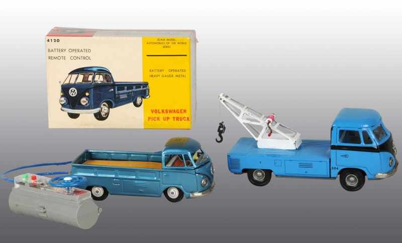 Appraisal: Lot of Tin Volkswagen Truck Toys Description Includes one Japanese