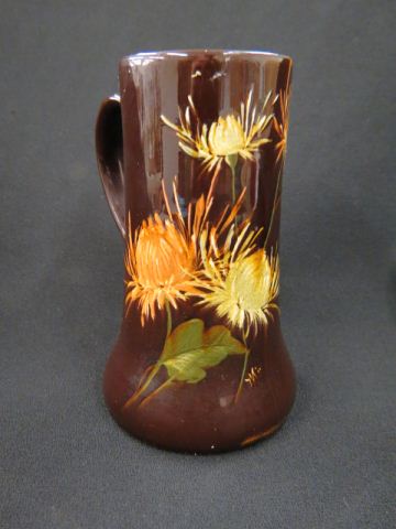 Appraisal: Art Pottery Mug Louwelsa or Utopian type handpainted chrysantheum design