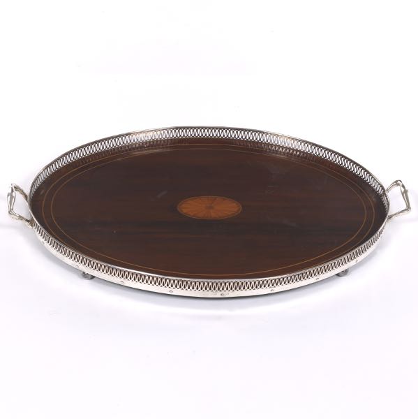 Appraisal: FRANK M WHITING CO STERLING SILVER AND MAHOGANY SERVING TRAY