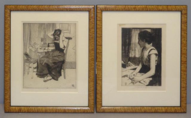 Appraisal: HANKEY William Lee Two Pencil Signed Etchings Cottage Toilette -