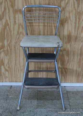 Appraisal: Vintage Retro Chrome Steel Step Stool ChairFrom an estate is