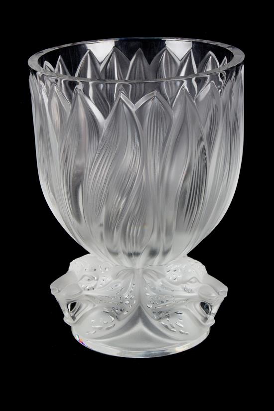 Appraisal: Sale Lot A Lalique Molded and Frosted Crystal Vase Three