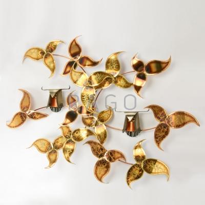 Appraisal: GREGORY HIGGINS Wall sculpture with leaves and owls USA mid-