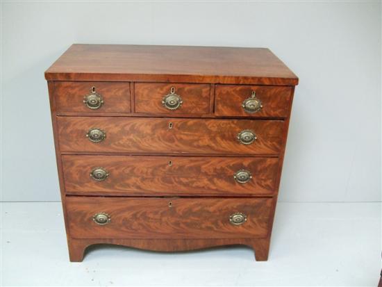 Appraisal: George III mahogany straight front chest of three short over