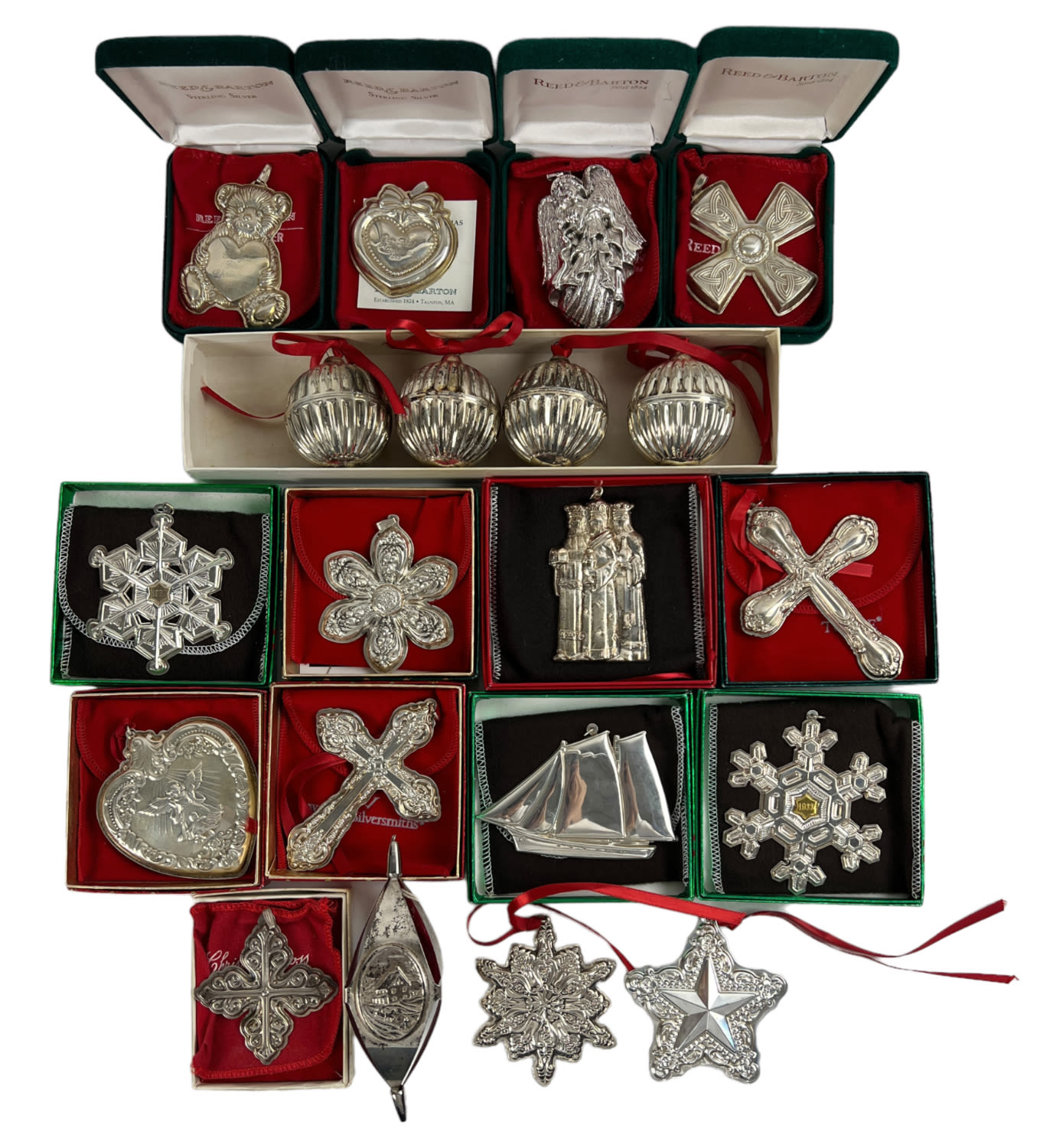 Appraisal: Sterling Silver Christmas OrnamentsBrands include Gorham Reed Barton Wallace Towle