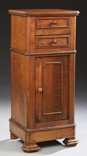 Appraisal: French Tall Louis Philippe Carved Oak and Mahogany Nightstand th