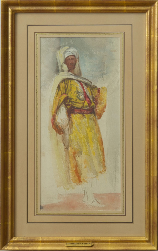 Appraisal: GEORGES JULES VICTOR CLAIRIN - A BEDOUIN FIGURE Gouache watercolor