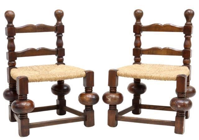 Appraisal: pair French Provincial walnut chairs in the manner of Charles