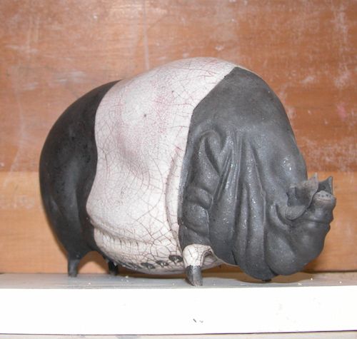 Appraisal: Artist James Title Smokeless Raku Pig Medium Smokeless Raku Ceramic