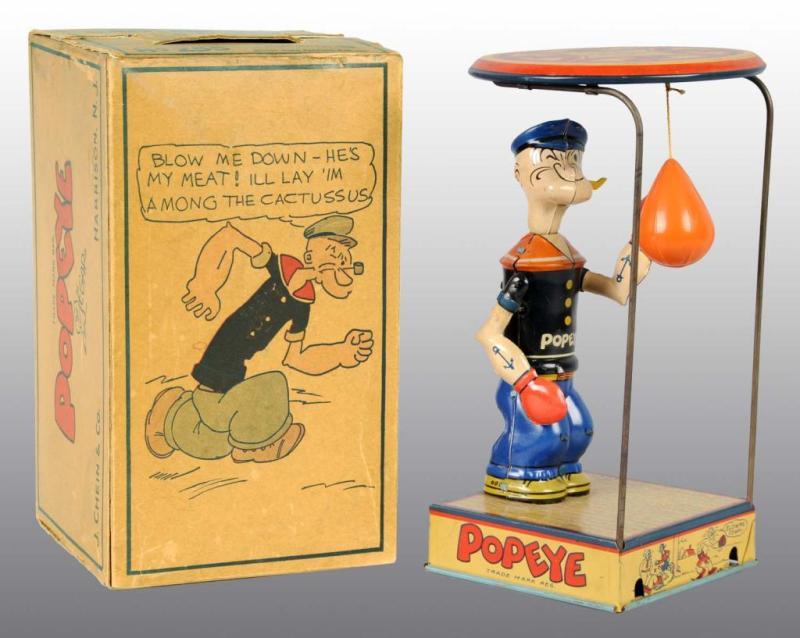 Appraisal: Chein Popeye Overhead Punching Bag in Orig Box Description Tin