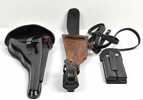 Appraisal: Reproduction Artillery Luger Holster Stock and Mag Pouch with Two