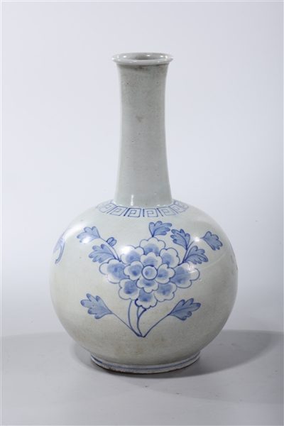 Appraisal: Korean blue and white porcelain vase depicting flowers and bats