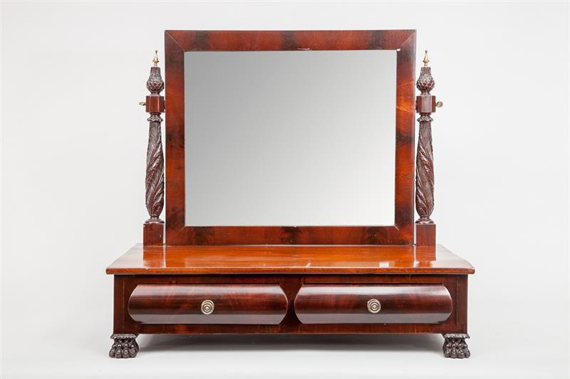 Appraisal: Federal Carved Mahogany Dressing Table With mirror and two base