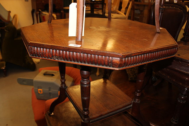 Appraisal: A VICTORIAN MAHOGANY OCTAGONAL CENTRE TABLE standing on four turned