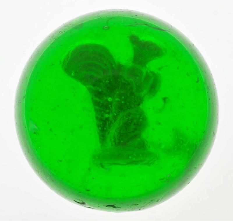 Appraisal: Green Glass Squirrel Sulphide Marble Description Apple green glass with