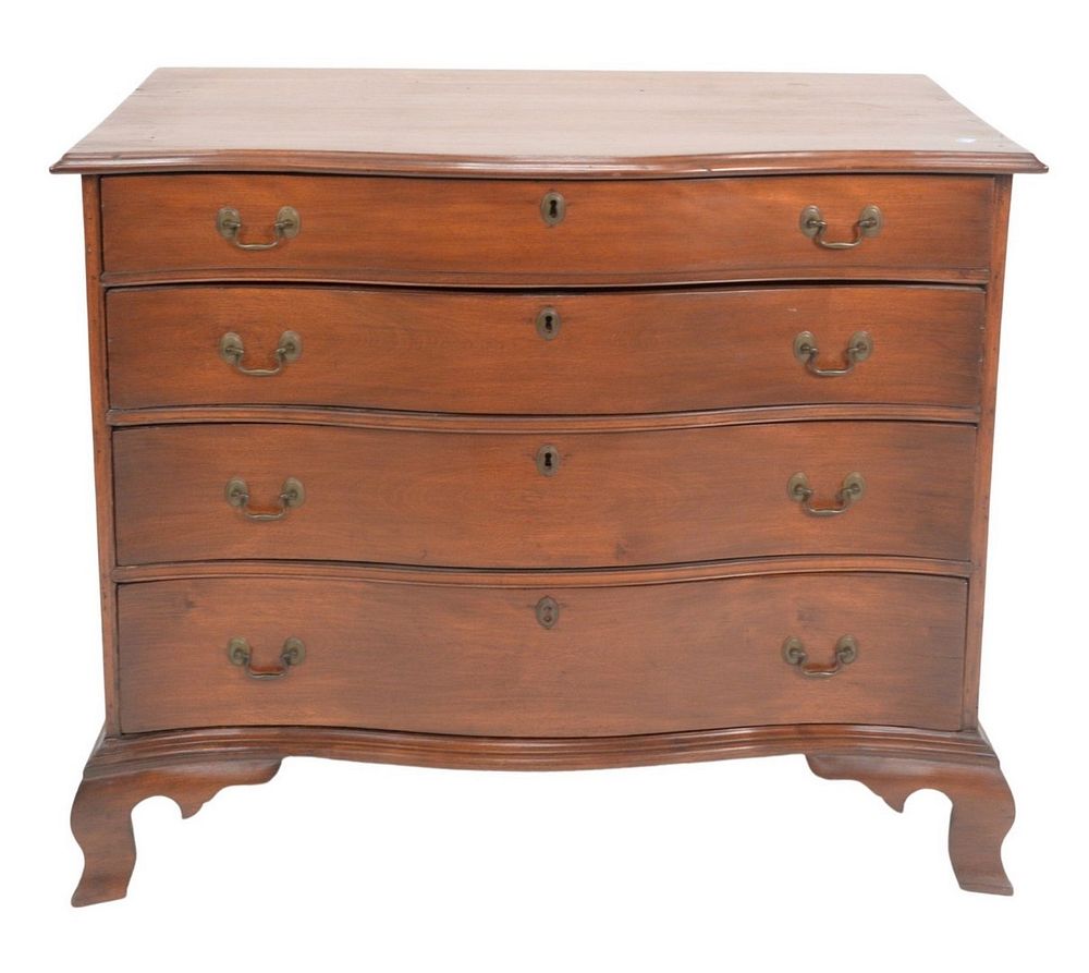 Appraisal: Chippendale Mahogany Four Drawer Chest having serpentine front on ogee