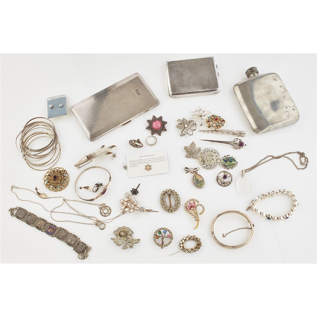 Appraisal: A collection of costume and silver jewellery to include a